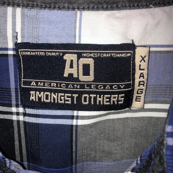 Amongst Others Button Up Adult XL Multicolor Plaid Short Sleeve Cotton Shirt - Picture 3 of 9